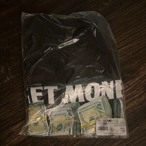 Black Graphic Tee with Money Print
